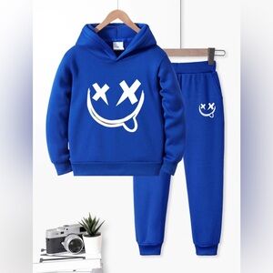 Young Boy Fun Emoji Printed Hoodie And Pants Set